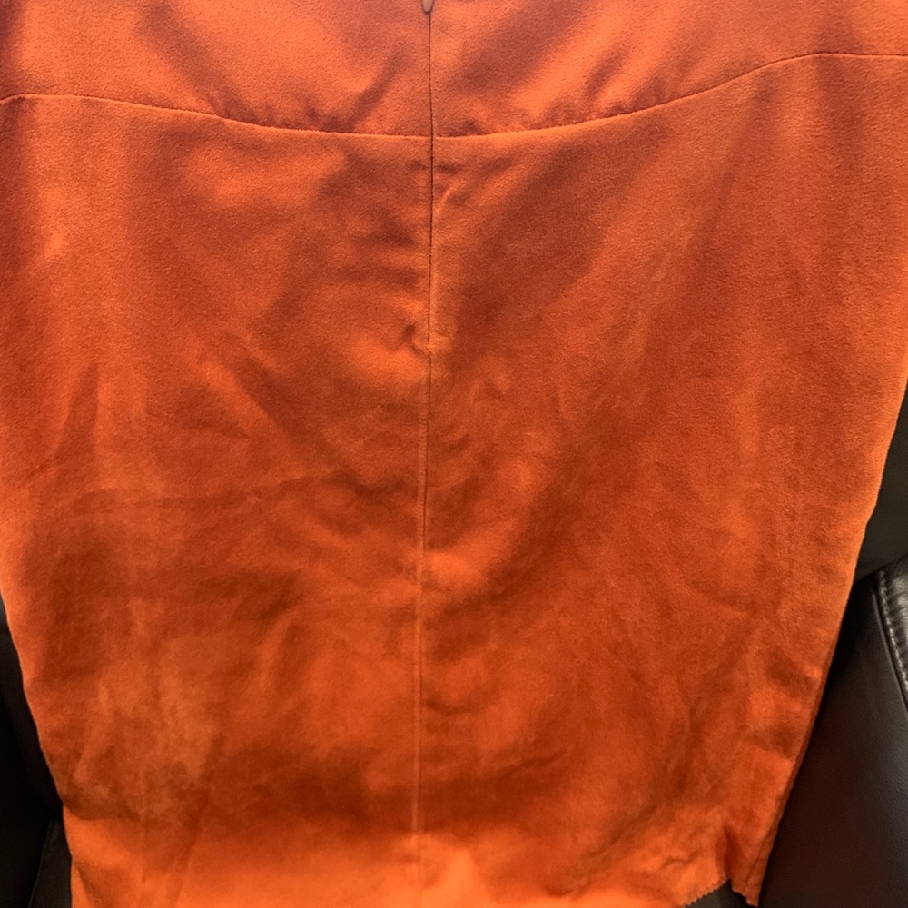 Alannah Hill lined size 8 skirt in rusty suede-look with appliqué flower detail - Picture 5 of 12